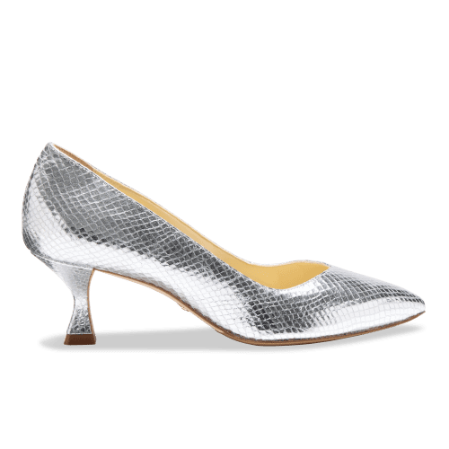 Perfect Kitten Pump 50 in Silver Embossed Snake