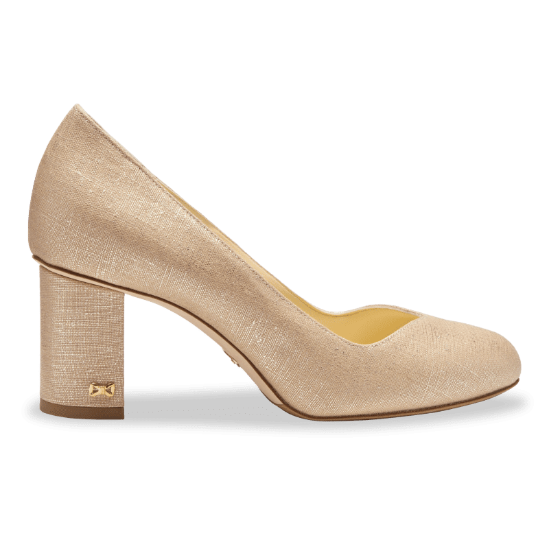 Perfect Round Toe Pump 70 in Light Gold Linen