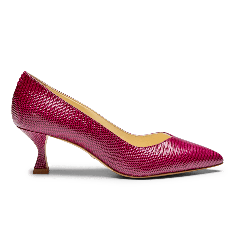 Perfect Kitten Pump 50 in Deep Burgundy Lizard Embossed Calf