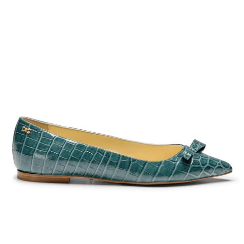 Natalie in Emerald Green Croc Embossed Calf