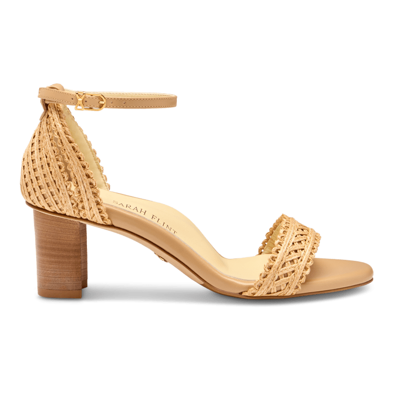 Perfect Block Sandal 60 in Almond Raffia