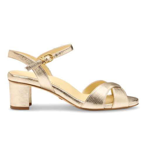 Perfect Crossover Sandal 50 in Gold Saffiano