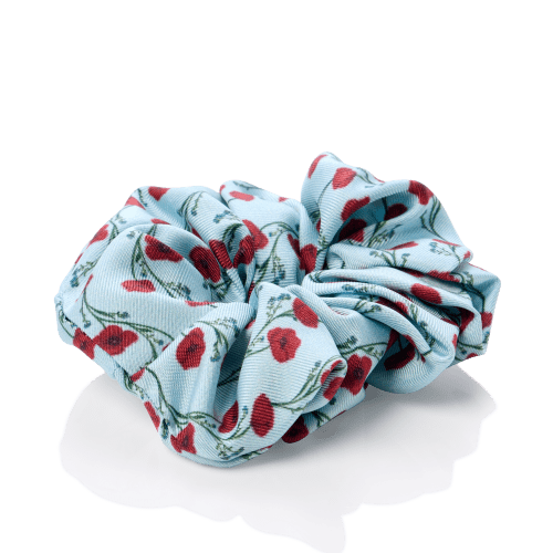 Silk Scrunchie in Poppy Printed Silk