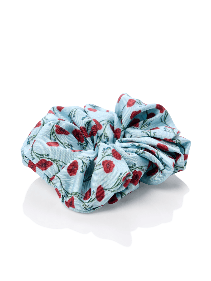 Silk Scrunchie in Poppy Printed Silk