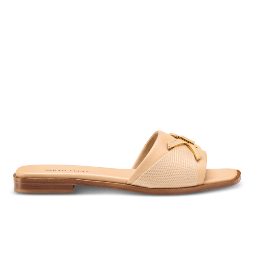 Mirjana Hardware Sandal in Sand Lizard Embossed Calf & Nappa