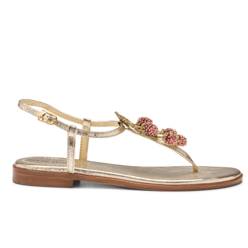 Alison Sandal in Gold Textured Saffiano