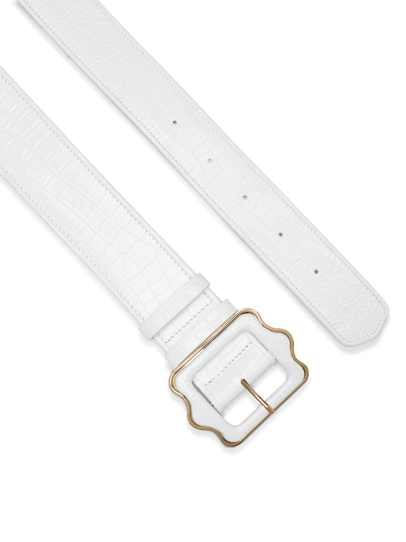 25 01 14 SF 03 VIENNA WAIST BELT WHITE CROC EMBOSSED CALF 03