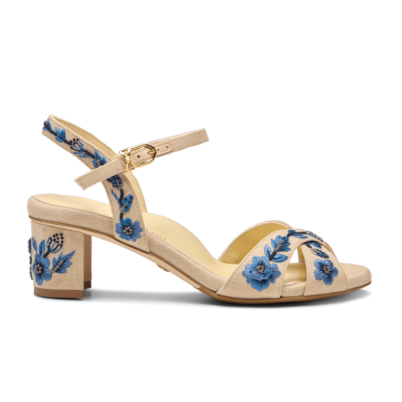 Perfect Crossover Sandal 50 in Navy Floral Linen