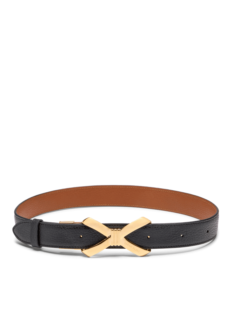 Reversible Mirjana Belt in Black And Cognac Calf