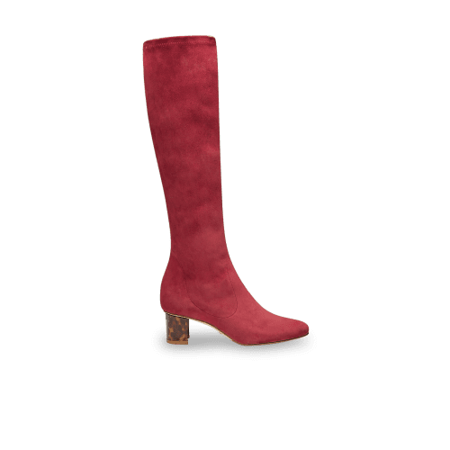 Alexandra 50 in Burgundy Stretch Suede Knee High 30mm Boot