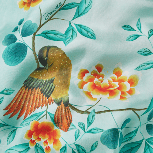 BIRDSONGSCARF90 TEALSILK