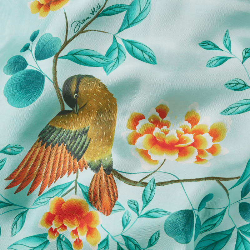 BIRDSONGSCARF90 TEALSILK