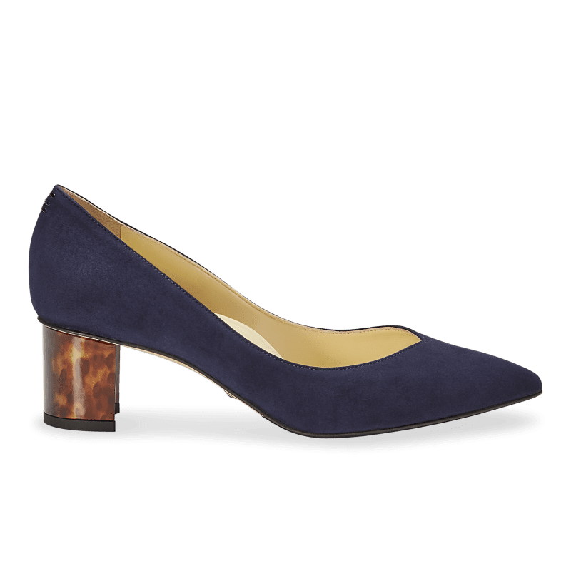 50mm Italian Made Pointed Toe Perfect Emma Pump in Navy Suede