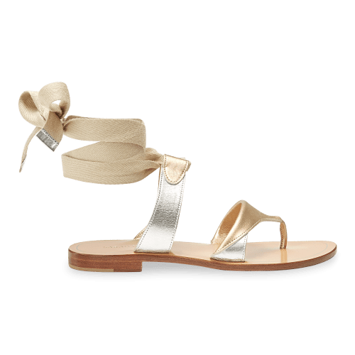 10mm Italian Made Flat Grear Sandal in Gold Calf