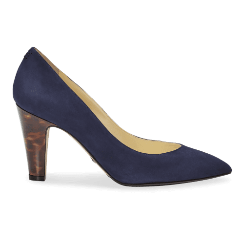 85mm Italian Made Pointed Toe Jay Pump in Navy Suede