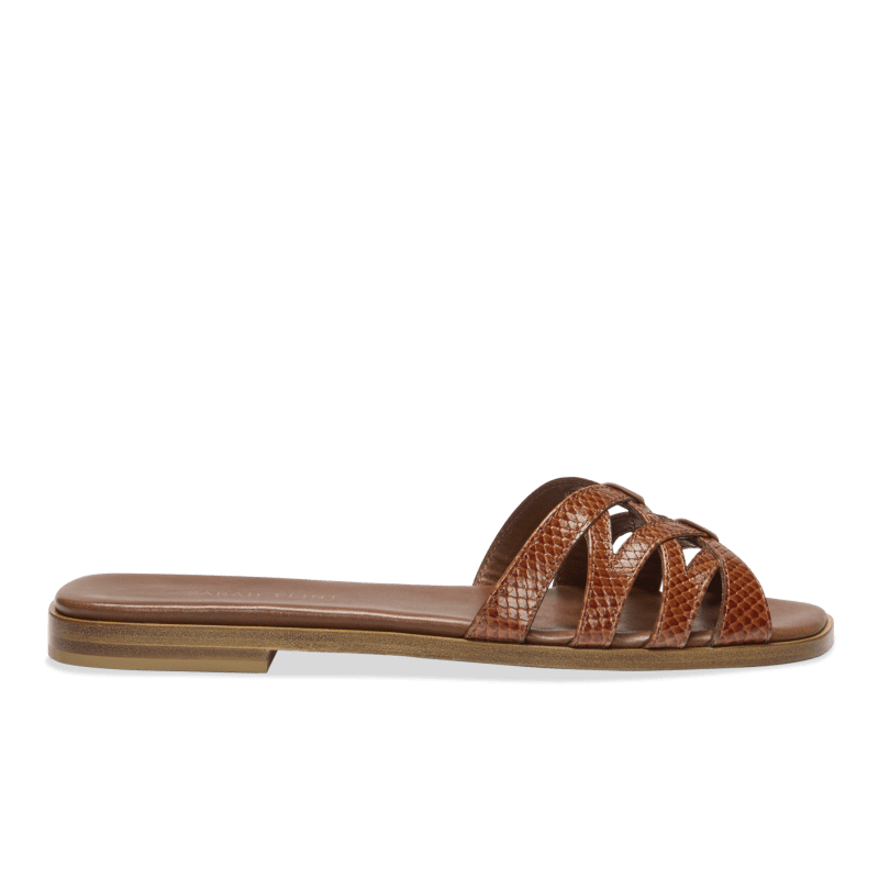 Kim Sandal in Toffee & Embossed Calf