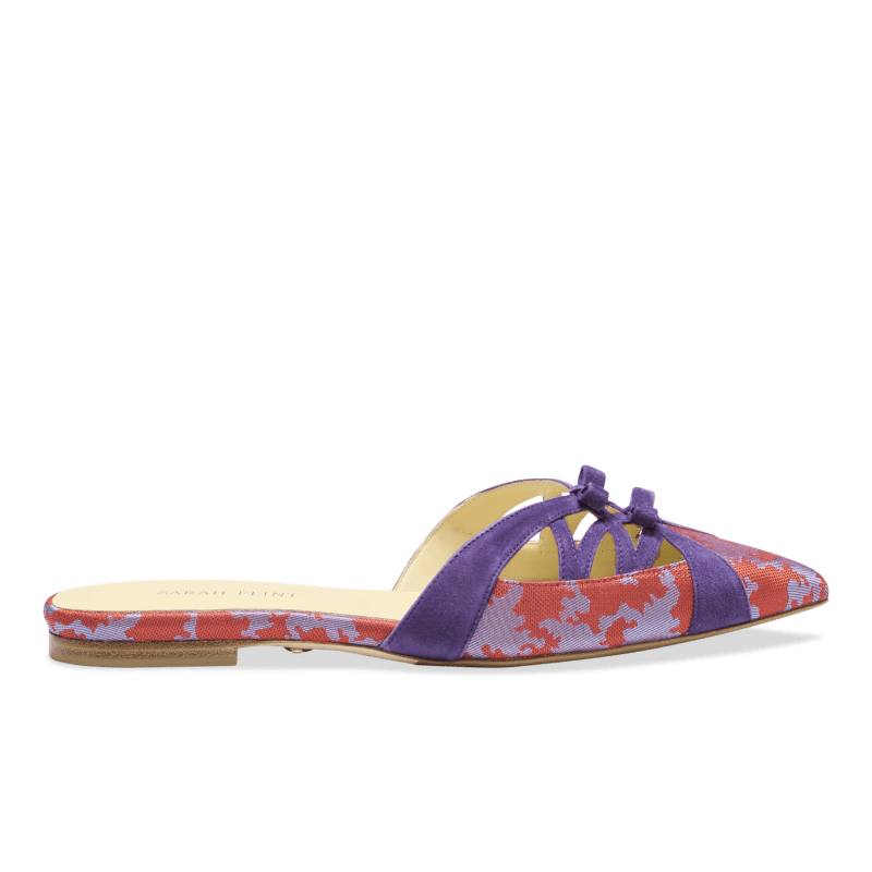 Kim Mule in Scarlet & Mauve Silk Jacquard