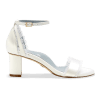 Stylish and comfortable, the Perfect Block Sandal 60 in Wedding White Satin features a 60mm block heel, arch support, and adjustable ankle straps.