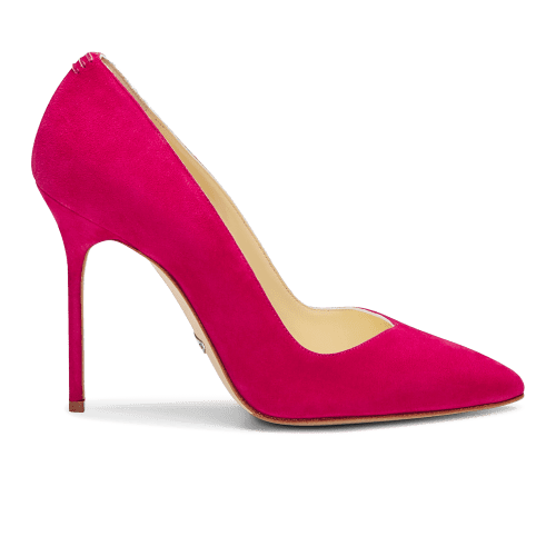 100m Italian Made Pointed Toe Pump in Pomegranate Suede