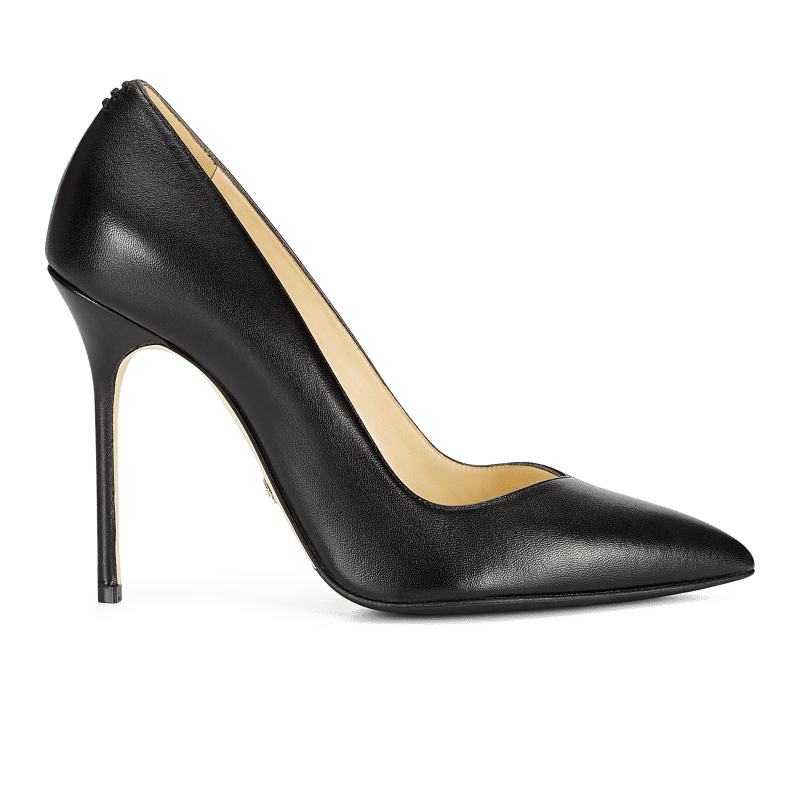 100m Italian Made Pointed Toe Pump in Black Calf