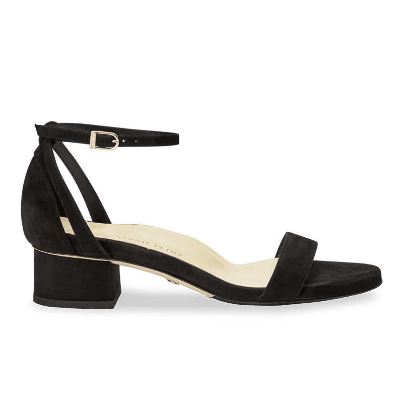 30mm Italian Made Perfect Block Sandal in Black Suede