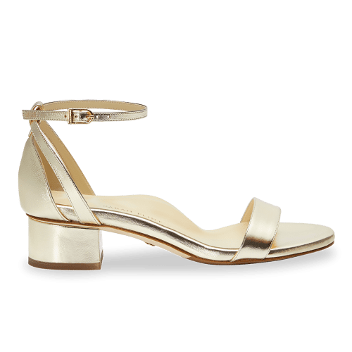 30mm Italian Made Perfect Block Sandal in Gold Nappa