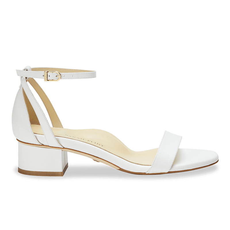 30mm Italian Made Perfect Block Sandal in White Calf