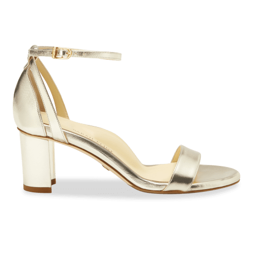 60mm Italian Made Perfect Block Sandal in Gold Nappa