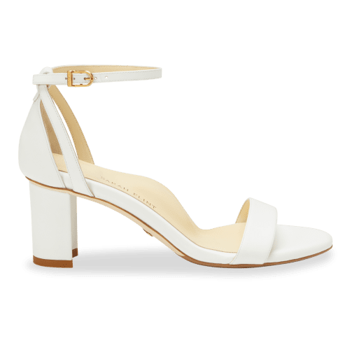 60mm Italian Made Perfect Block Sandal in White Calf