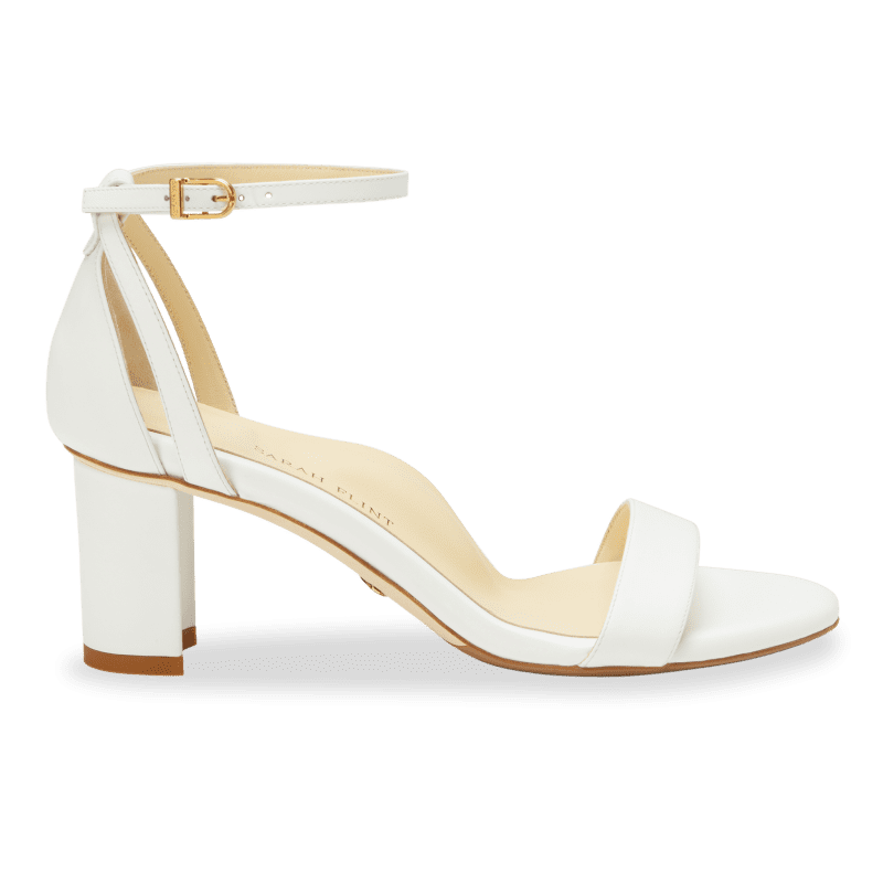 60mm Italian Made Perfect Block Sandal in White Calf