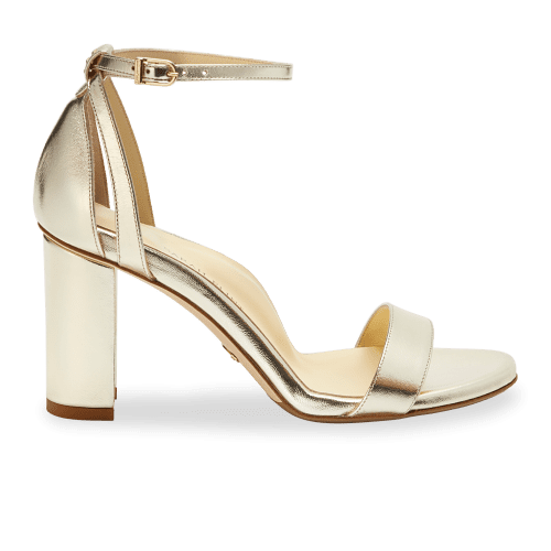 90mm Italian Made Perfect Block Sandal in Gold Nappa