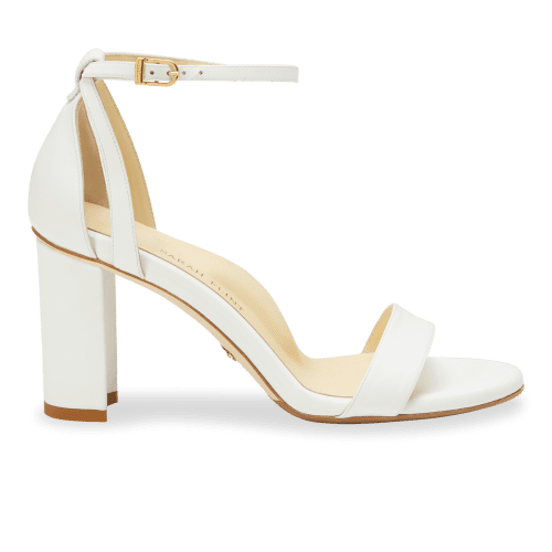 90mm Italian Made Perfect Block Sandal in White Calf