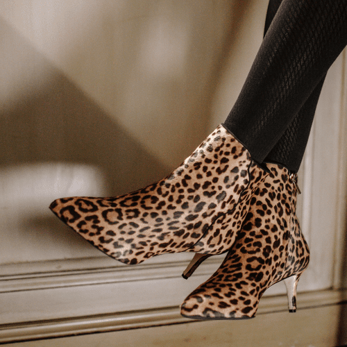 PerfectDressBootie60 chocoloateleopardhaircalf6 onmodel