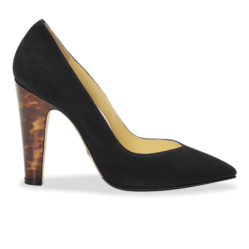 100mm Italian Made Pointed Toe Jay Pump in Black Suede