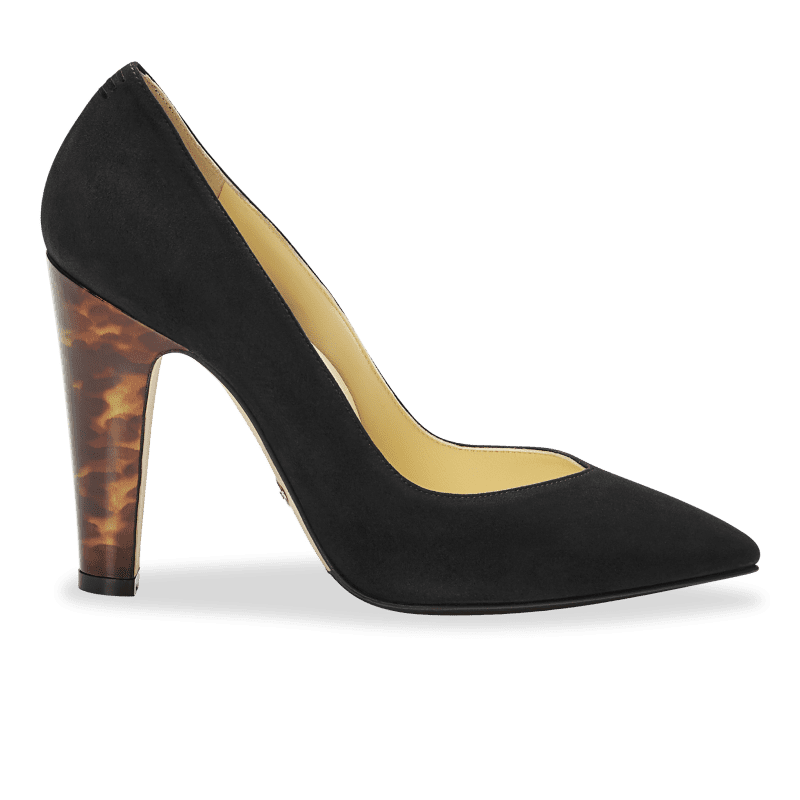 100mm Italian Made Pointed Toe Jay Pump in Black Suede