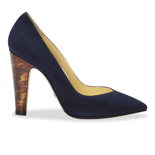 100mm Italian Made Pointed Toe Jay Pump in Navy Suede