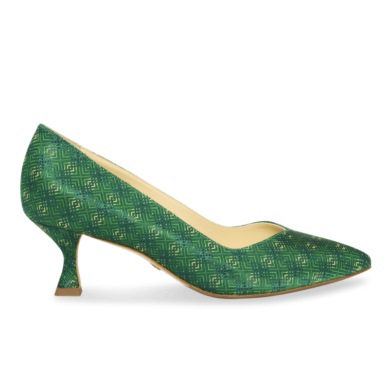 Perfect Kitten Pump 50 in Court Green Jacquard