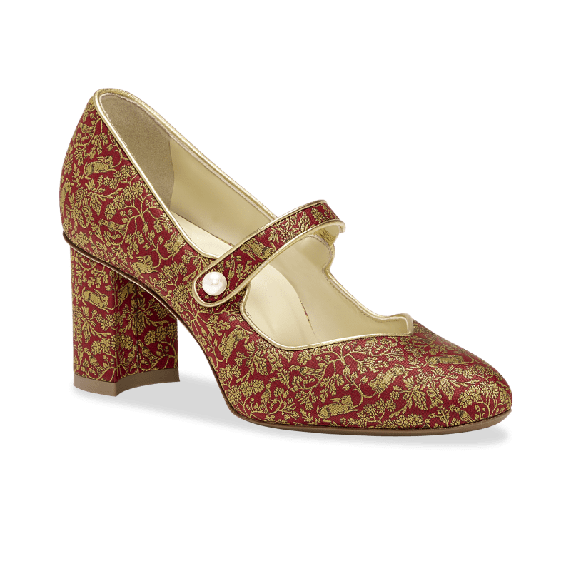 PerfectMaryJanePump BrightRedRabbitJacquard 3q3