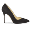 100m Italian Made Pointed Toe Pump in Black Suede