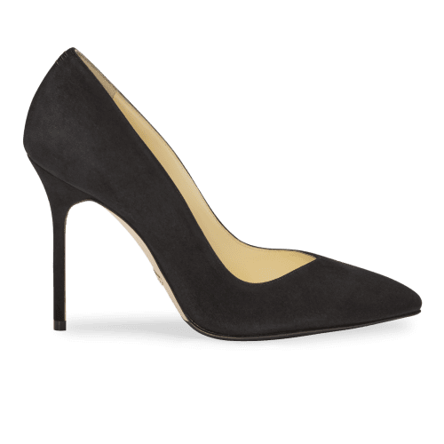 100m Italian Made Pointed Toe Pump in Black Suede