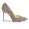 100m Italian Made Pointed Toe Pump in Gunmetal Lame Fabric