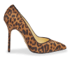 100m Italian Made Pointed Toe Pump in Chocolate Leopard Hair Calf