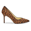 85mm Italian Made Pointed Toe Pump in Chocolate Leopard Hair Calf