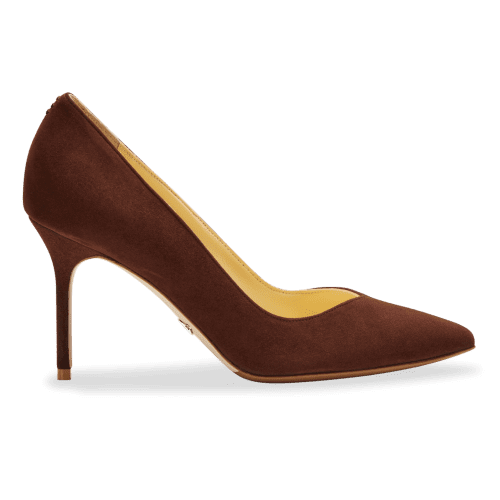 85mm Italian Made Pointed Toe Pump in Espresso Suede