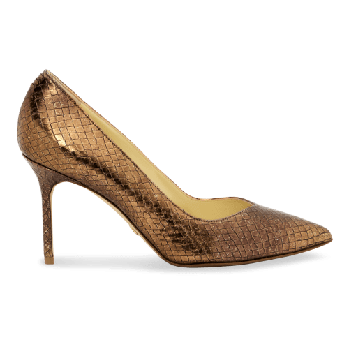 Perfect Pump 85 in Gold Snake Embossed Leather