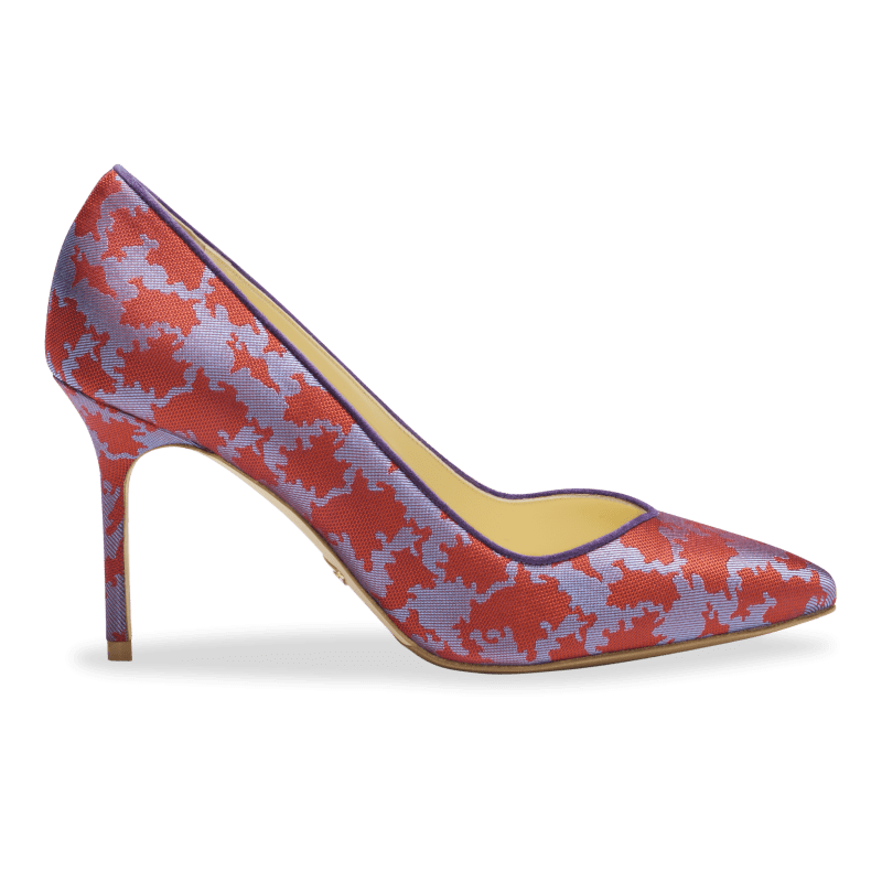 Perfect Pump 85 in Scarlet & Mauve Silk Jacquard