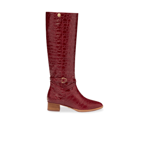 Perfect Riding Boot 30 in Garnet Croc Embossed Calf