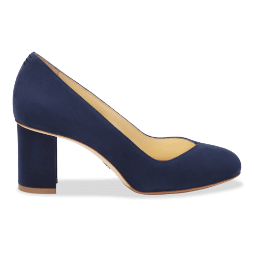 Perfect Round Toe Pump in Navy Suede