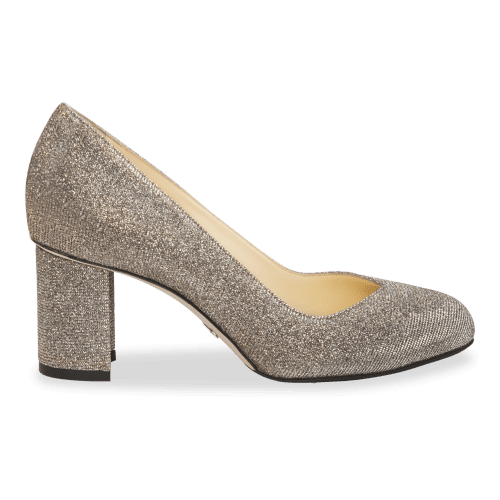 Perfect Round Toe Pump 70 in Gunmetal Lame