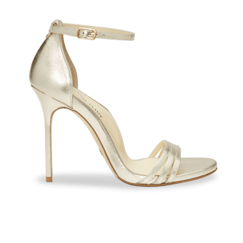 100mm Italian Made Round Toe Perfect Sandal in Gold Nappa